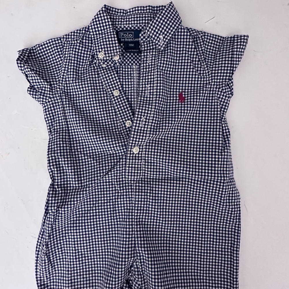 Ralph Lauren Blue Checkered Baby Outfit